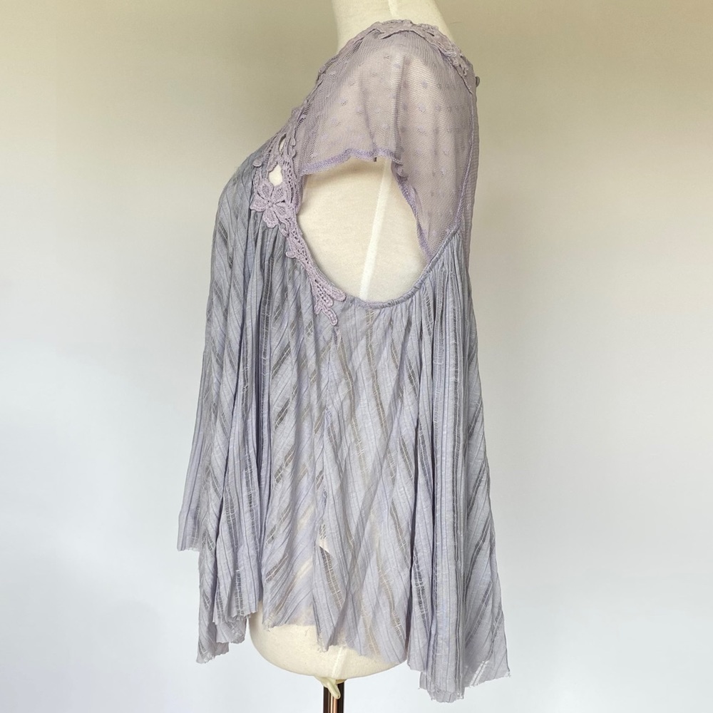 Free People Sheer Flowy Lavender Top - Size Small - Picture 5 of 5
